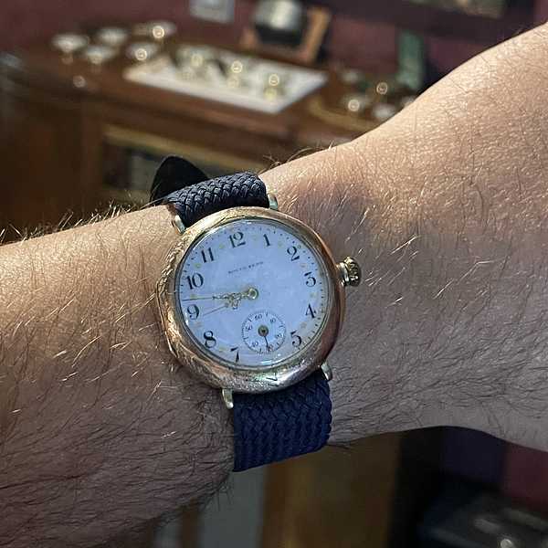 1912 South Bend Watch Grade 110 Front View on Wrist