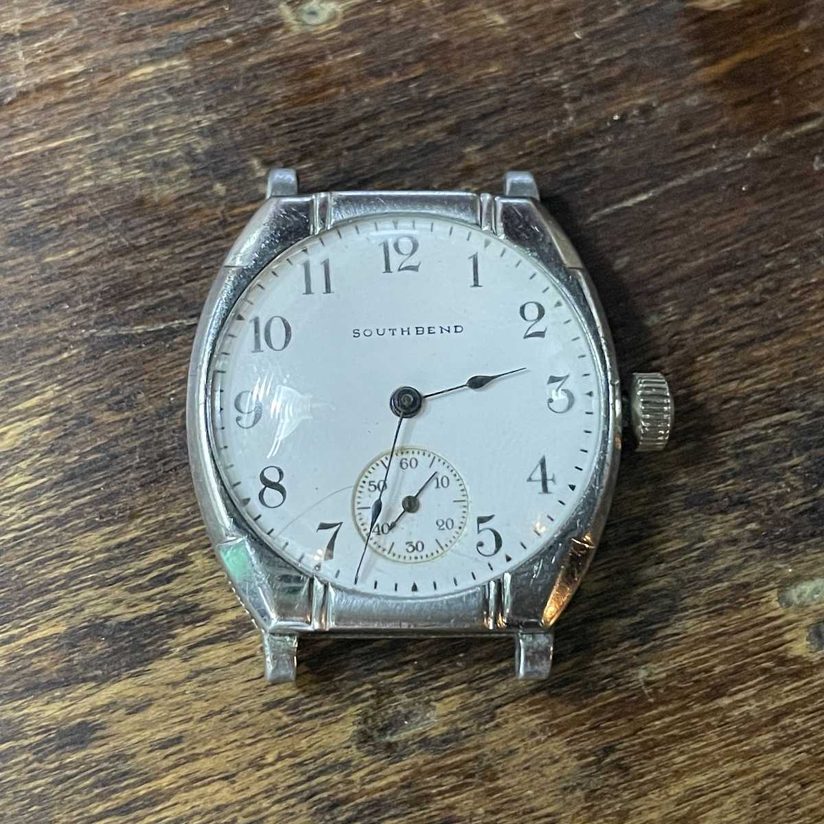 1911 South Bend Watch Front View of Dial and Case