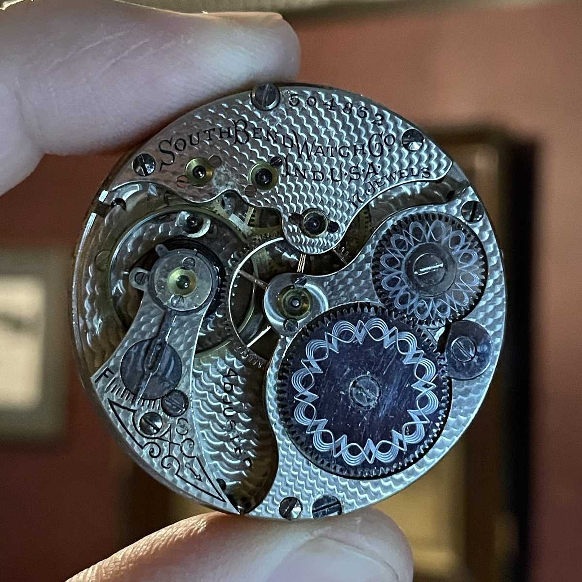 1908 South Bend Watch Grade 290 Movement with beautiful damaskeening
