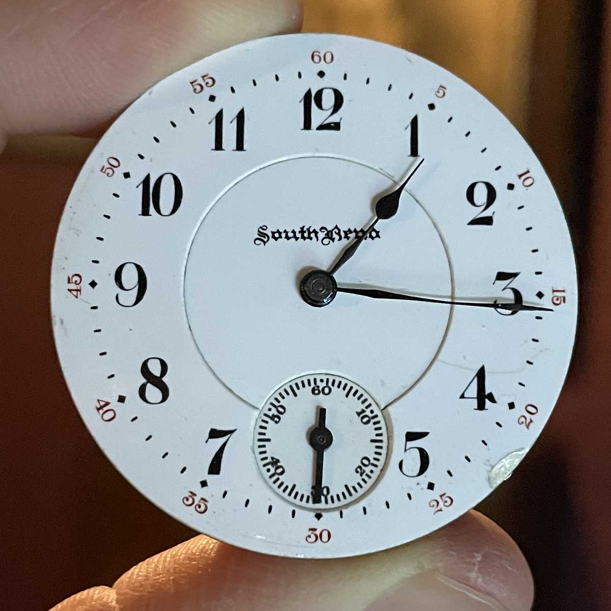 1905 South Bend Watch Grade 290 Chipped dial