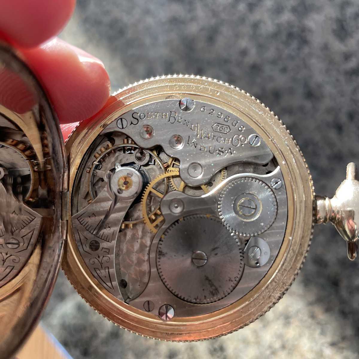 1910 South Bend Watch Grade 260 Movement back