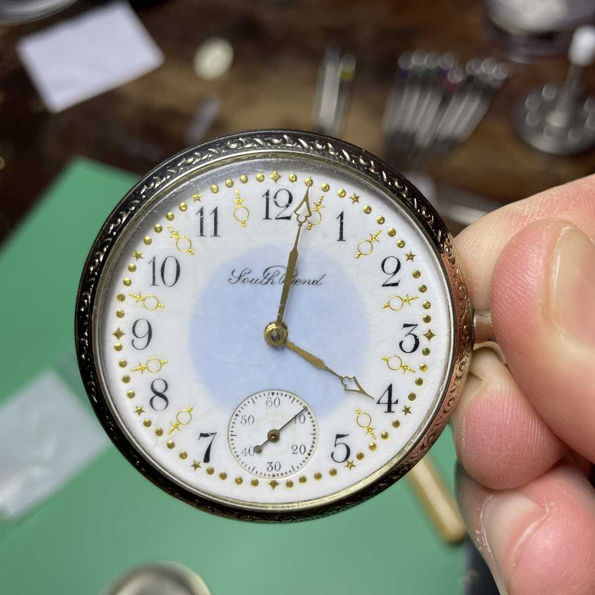 1912 South Bend Watch Grade 212 Fancy dial with gold hands