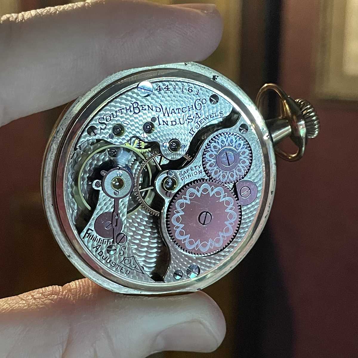 1906 South Bend Watch Grade 290 Movement in pocket watch case